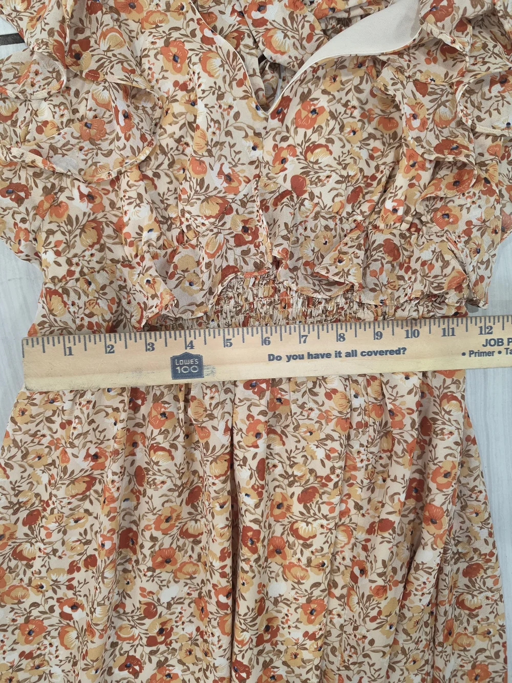 ASTR The Label Floral Midi Dress Orange Ruffle Open Back Tie Dress Size S